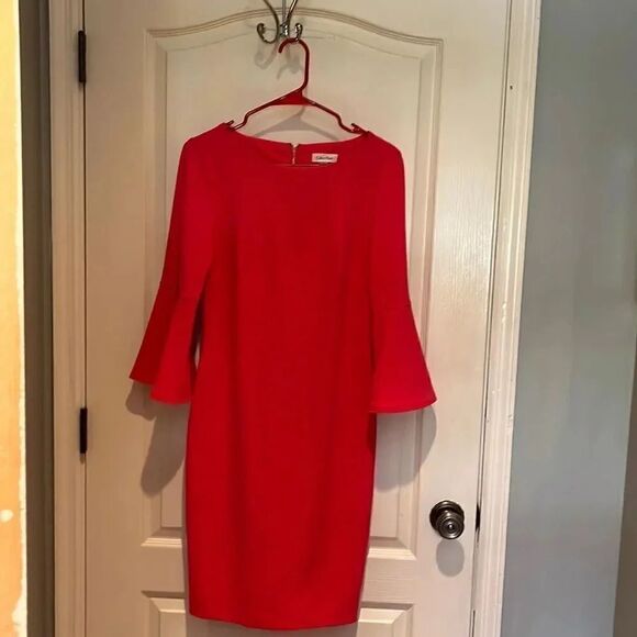 Beautiful color! Calvin Klein dress with bell sleeves size 6 - Picture 1 of 3